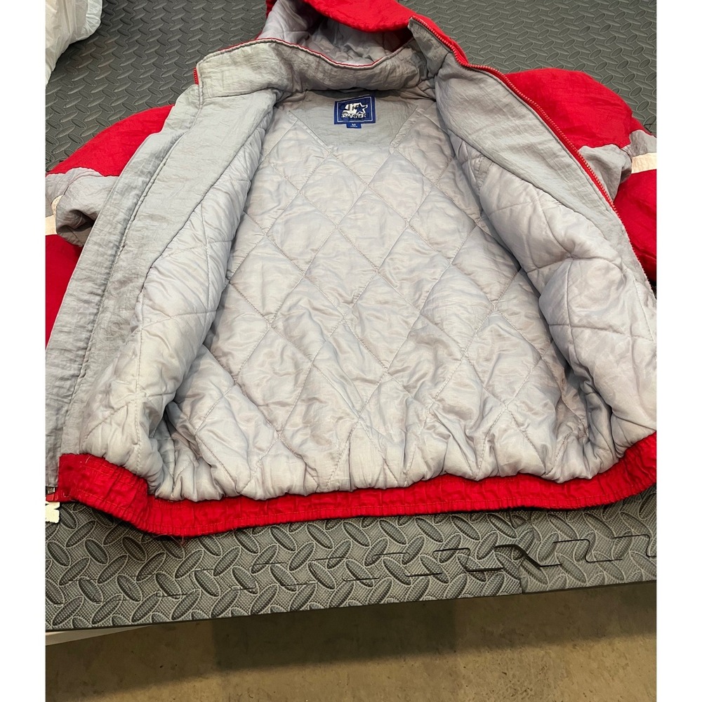 Starter Ohio State Jacket Mens L Red Vintage 90s Hooded Full Zip Windbreaker - Picture 10 of 14